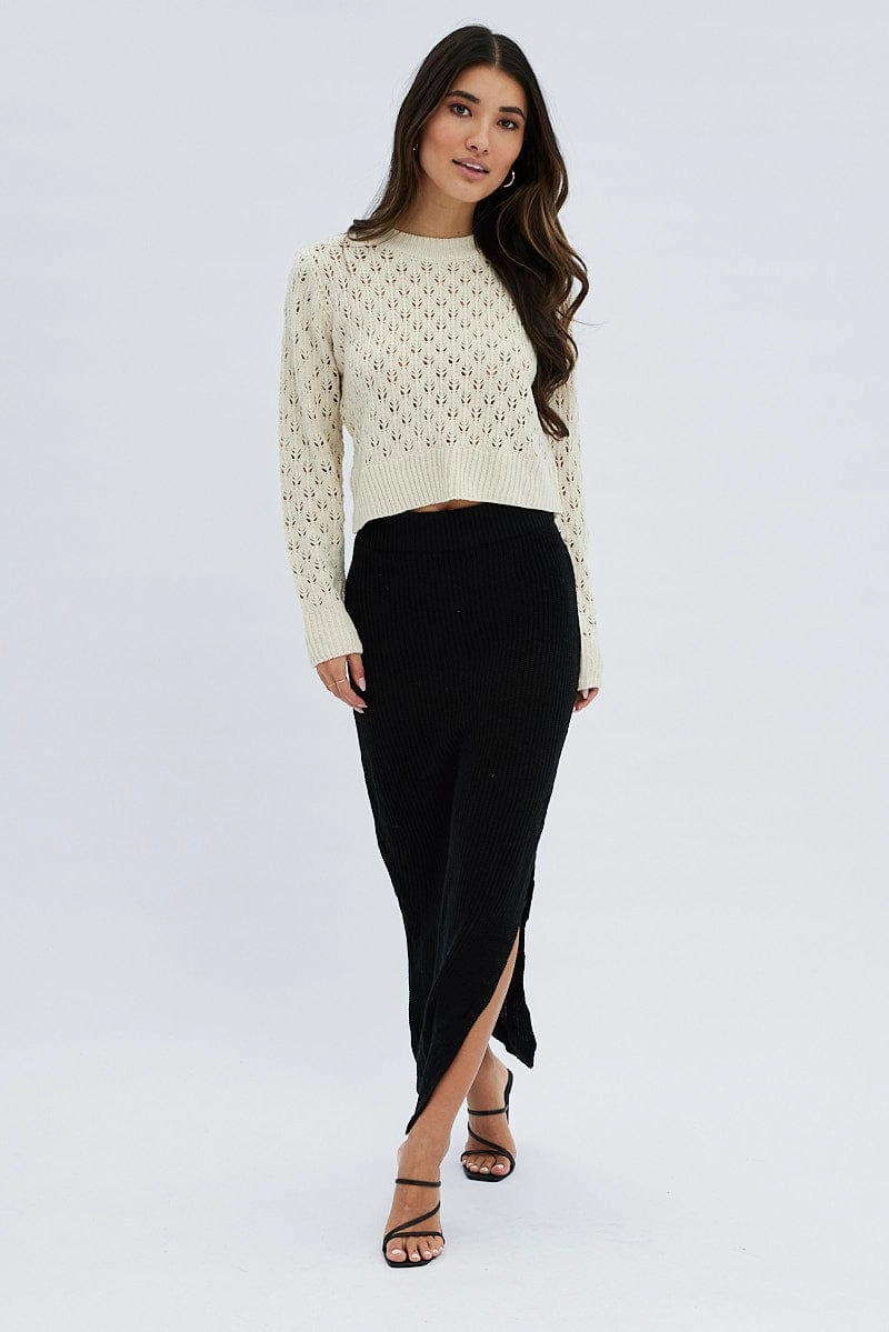 Black Knit Midi Skirt