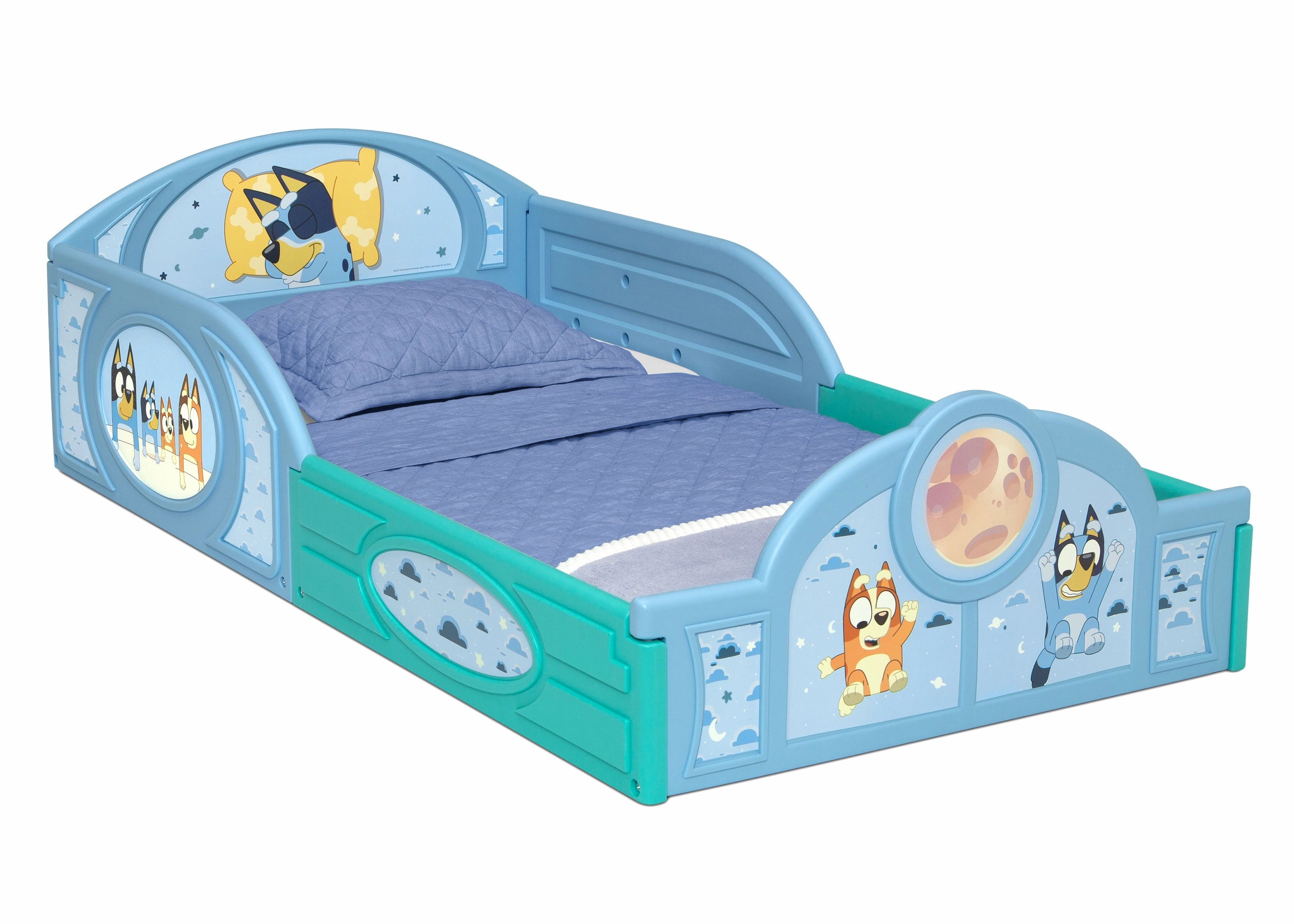 Bluey Sleep and Play Toddler Bed with Built-In Guardrails