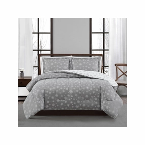 Brooklyn Loom Snowflake 3-Pc. Midweight Reversible Comforter Set - SNOWFLAKE GREY ONE SIZE