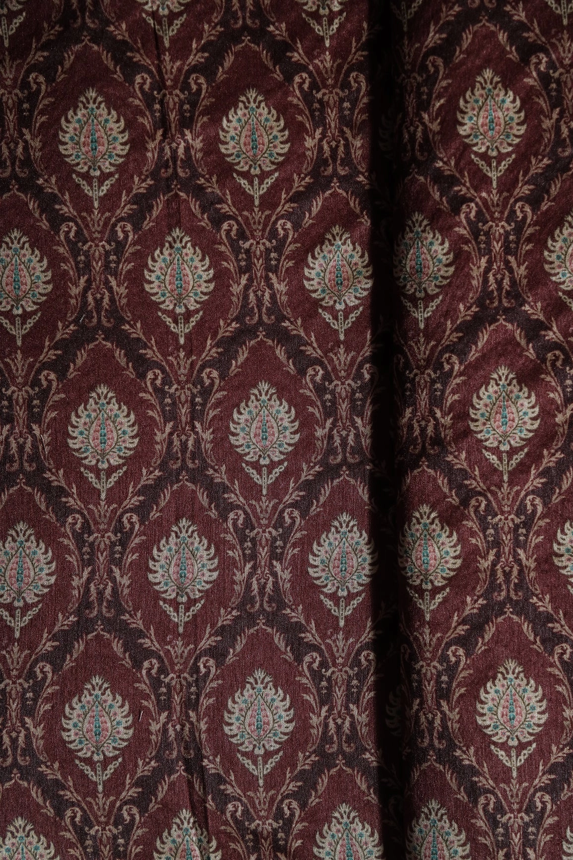 Brown Traditional Pattern Digital Print On Mulberry Silk Fabric