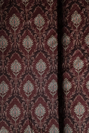 Brown Traditional Pattern Digital Print On Mulberry Silk Fabric