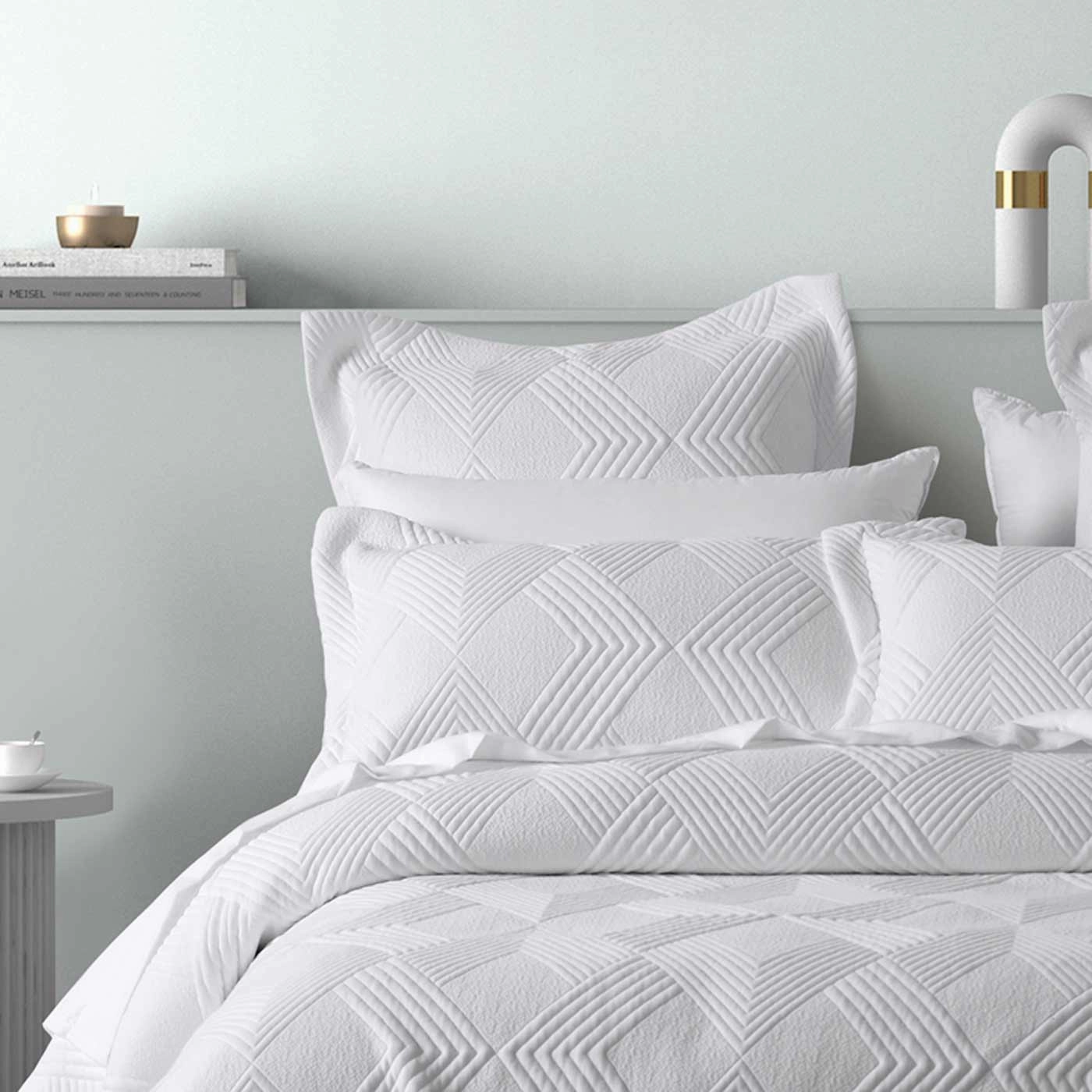 Cassiano White Jacquard Coverlet Set By Bianca