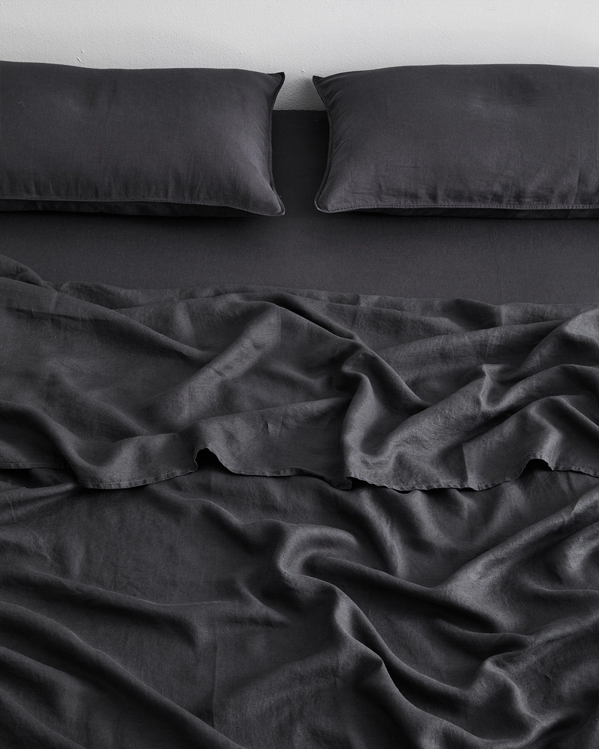 Charcoal 100% French Flax Linen Fitted Sheet