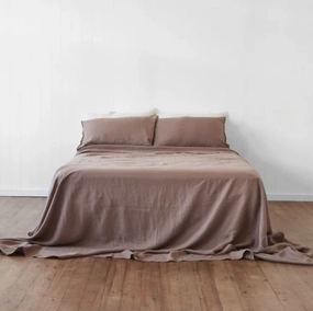 Chocolate Pure Linen Flat Sheet