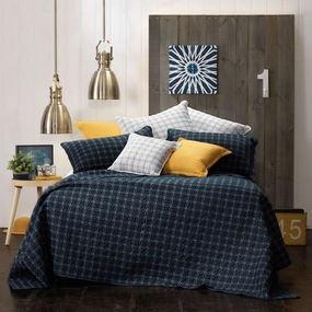 Clarence Navy Bedspread by Bianca