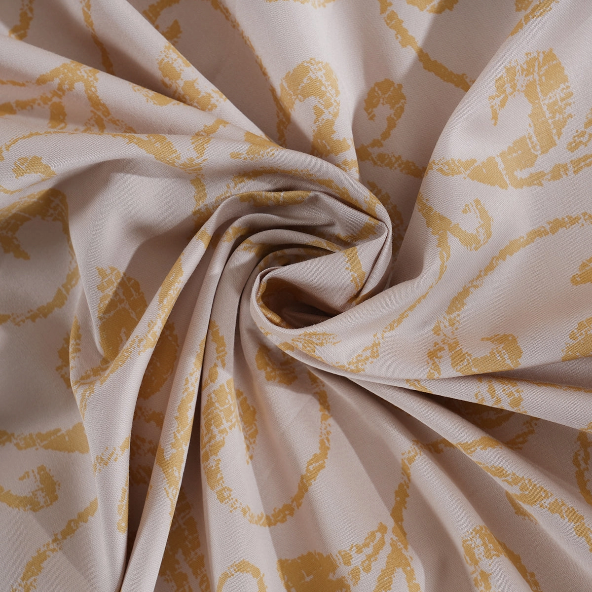 Classical Ornate Seamless Scroll Bed Sheet with Pillow Case Gold