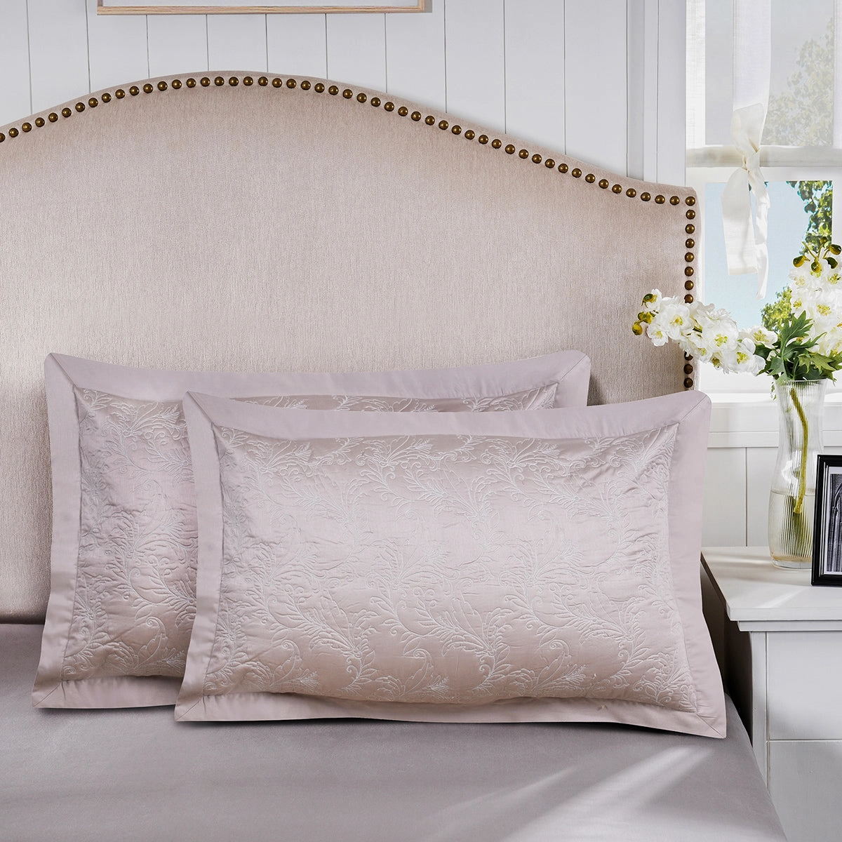 Classical Ornate Twirls & Swirls Pillow Sham Set Neutral