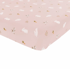 Crib Sheet in Blush Rabbit