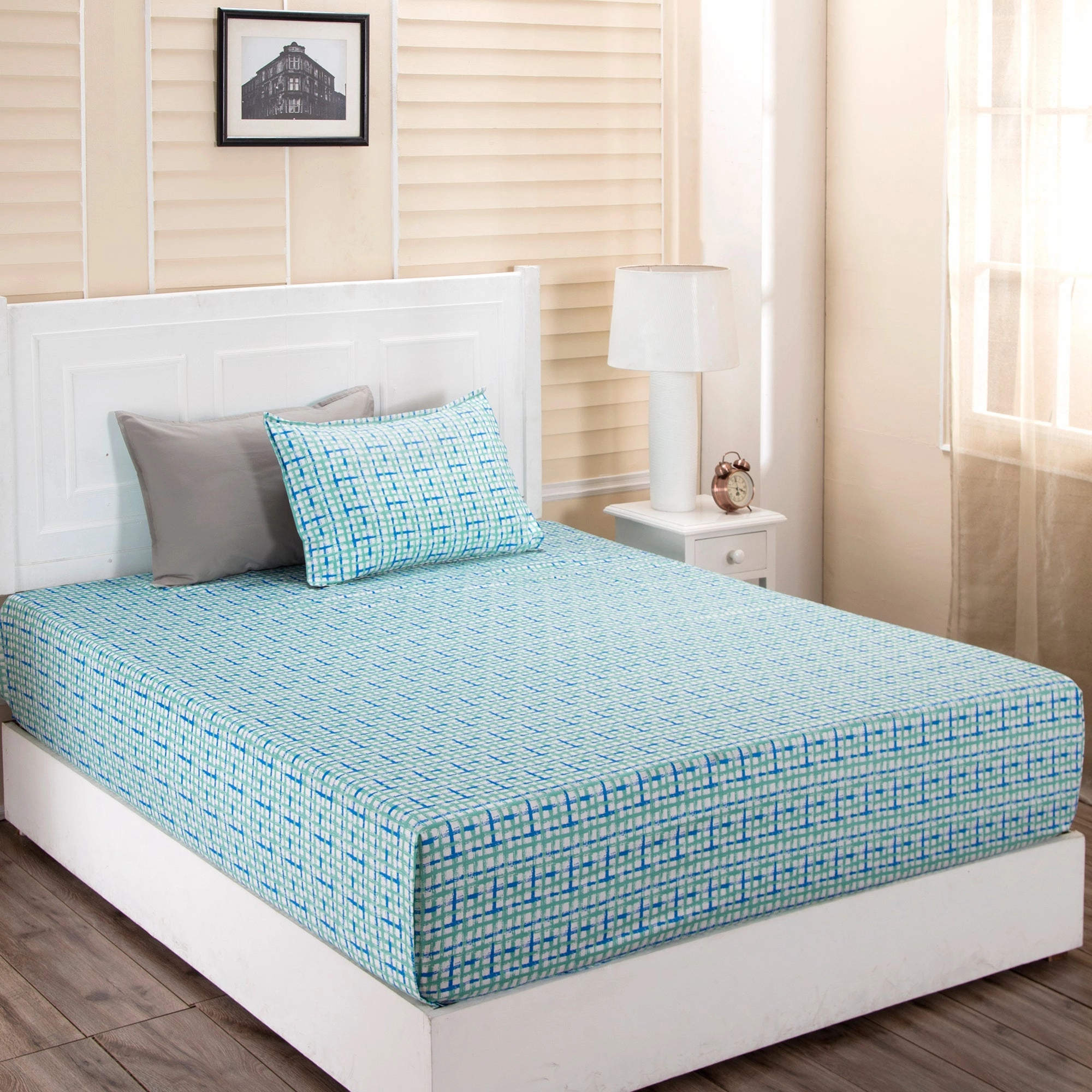Donatella Breeze Print Blue Bed Sheet with Pillow Case