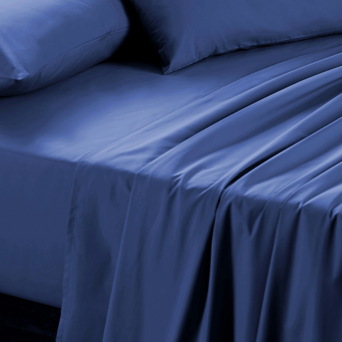 Eden Crisp & Light Weight 100% Cotton Solid Blue Bed Sheet with Pillow Case