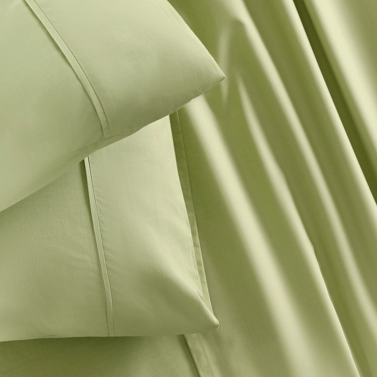 Eden Crisp & Light Weight 100% Cotton Solid Green Bed Sheet with Pillow Case