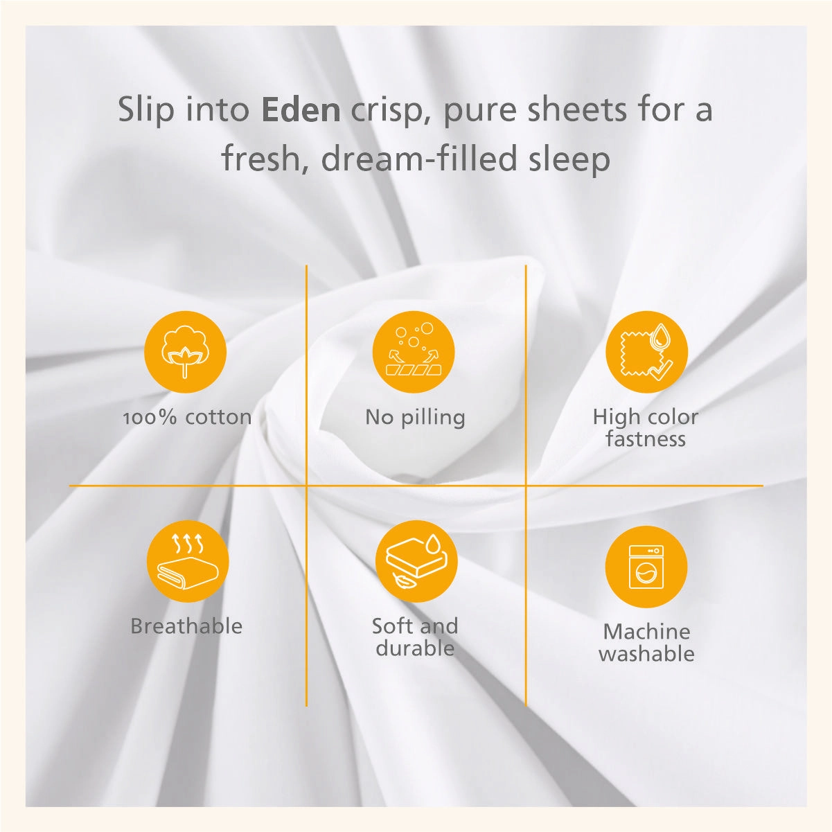Eden Crisp & Light Weight 100% Cotton Solid White Bed Sheet with Pillow Case