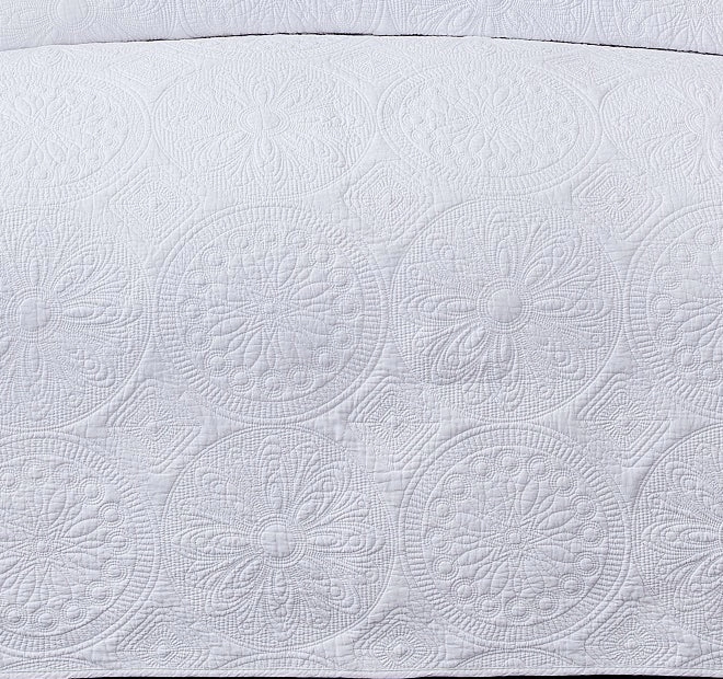 Embroidered Vivid White Coverlet Set Range