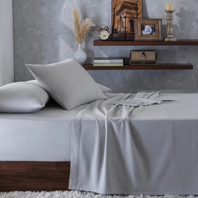 Emmie Made With Egyptian Cotton Ultra Soft Grey Bed Sheet with Pillow Case