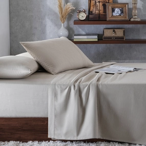 Emmie Made With Egyptian Cotton Ultra Soft Light Beige Bed Sheet with Pillow Case