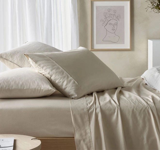 Eucalyptus Cotton Sheet Set Range Stone