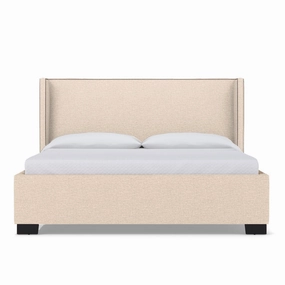 Everett Upholstered Bed QUEEN in LINEN NATURAL - CLEARANCE