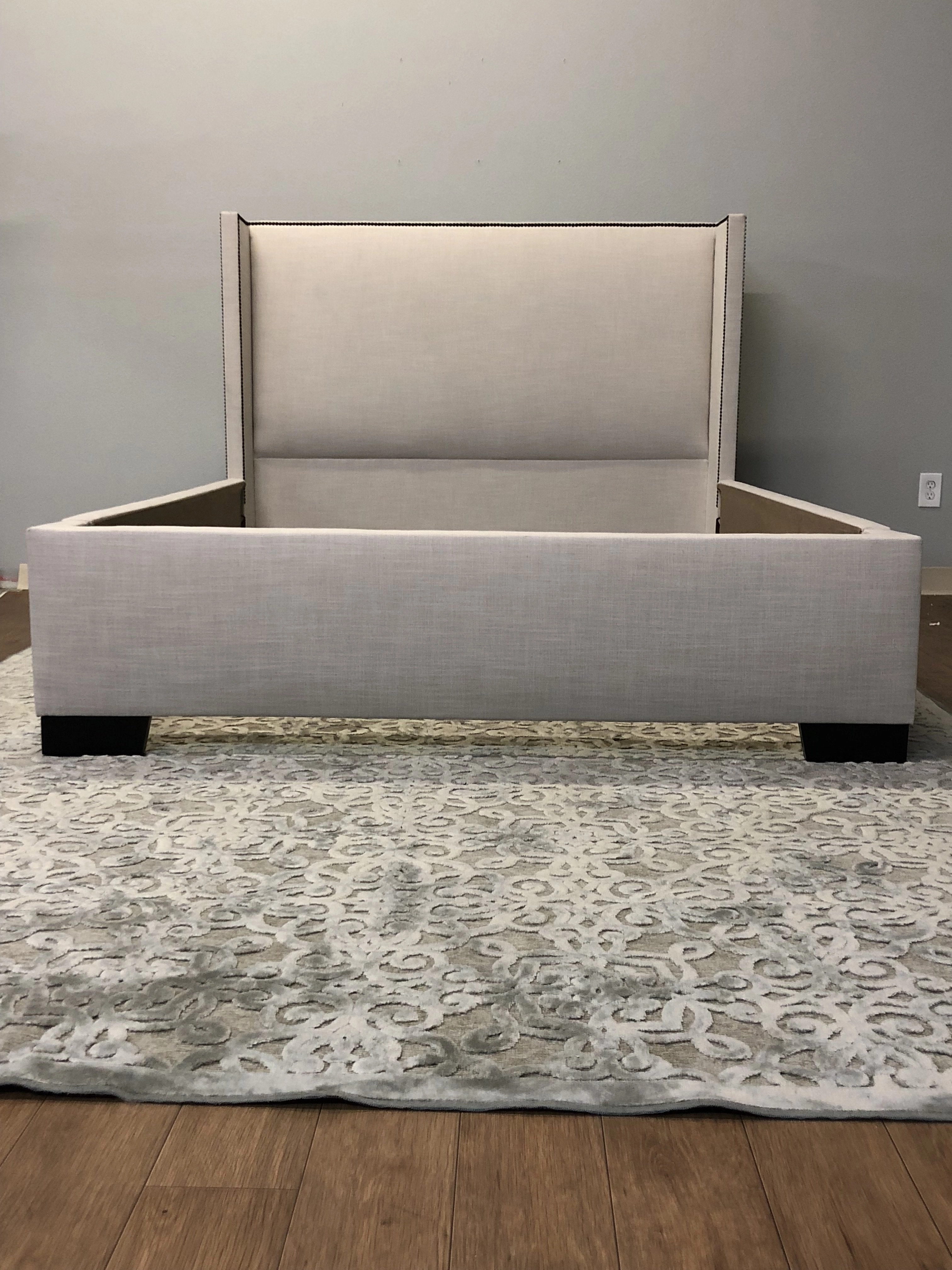 Everett Upholstered Bed QUEEN in LINEN NATURAL - CLEARANCE