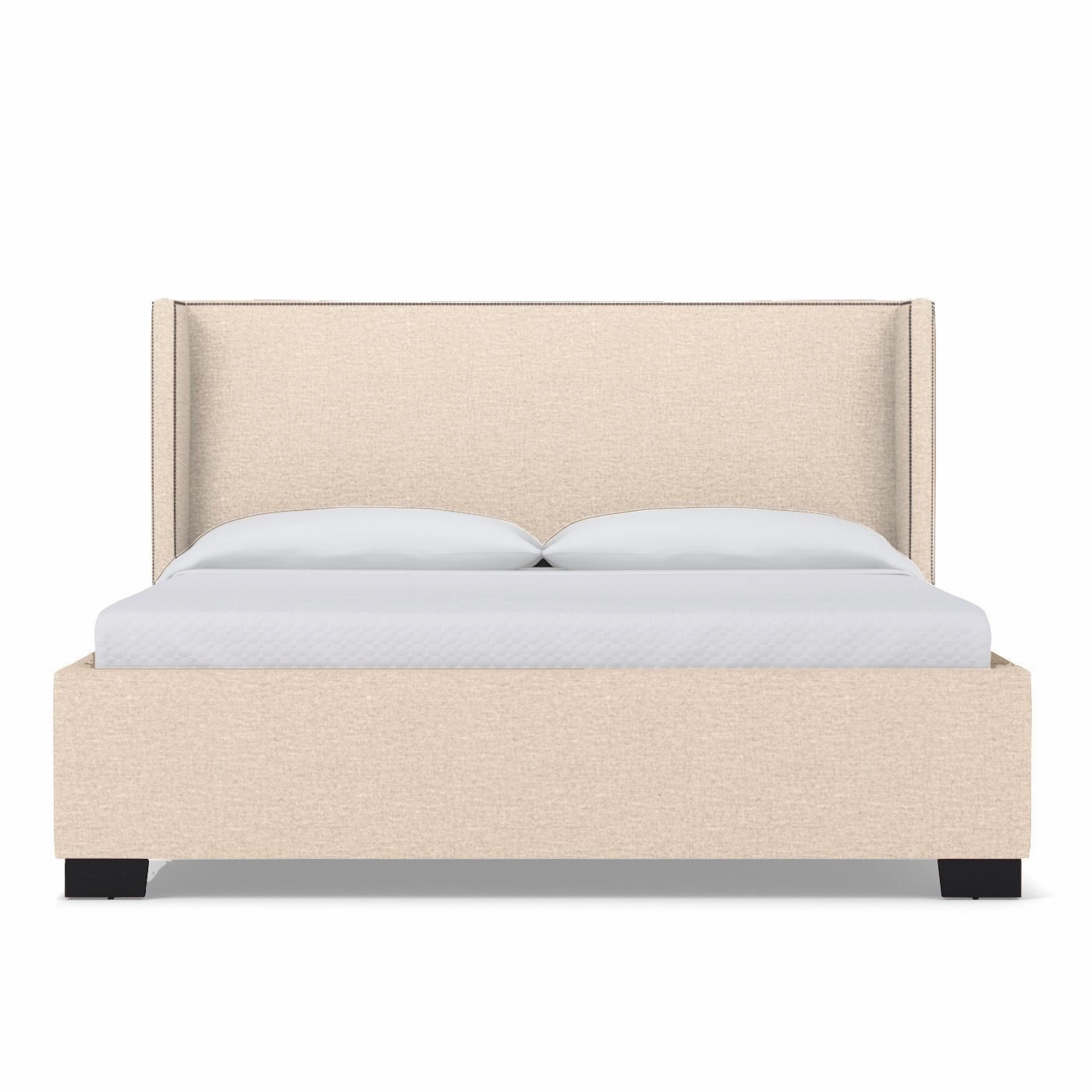 Everett Upholstered Bed QUEEN in LINEN NATURAL - CLEARANCE