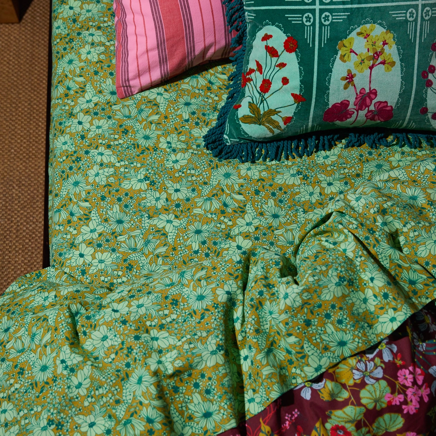 Evette Cotton Sheets - Olive