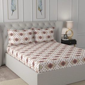 Florescence Arlen Printed 100% Cotton Red Bed Sheet with Pillow Case