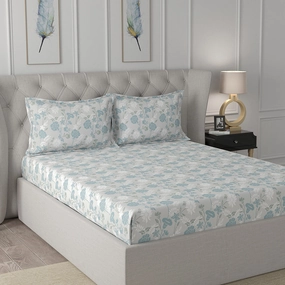 Florescence Briar Print Blue Fitted Sheet With Pillow Covers