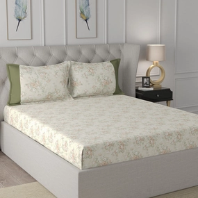Florescence Denver Printed 100% Cotton Red Bed Sheet