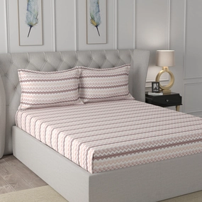 Florescence Livia Printed 100% Cotton Pink Bed Sheet with Pillow Case