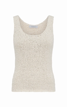 Flynn Knit Tank Top in Ivory Silk Boucle