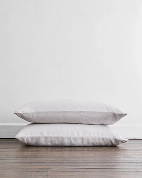 Fog 100% Flax Linen King Pillowcases (Set of Two)