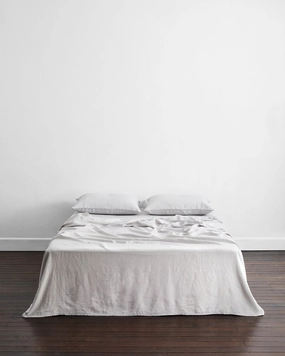 Fog 100% French Flax Linen Flat Sheet