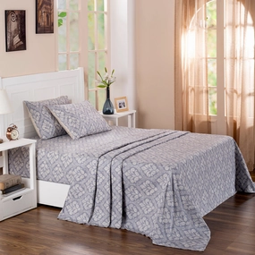 Folklore Transition Diamond Festivity Printed 100% Cotton Blue Ultra Soft Bed Sheet with Pillow Case