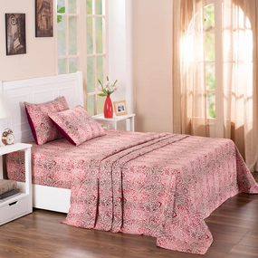 Folklore Transition Ombre Bonanza Printed 100% Cotton Red Ultra Soft Bed Sheet with Pillow Case