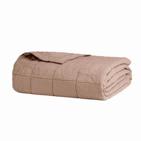 French Flax Linen TEA ROSE Quilted Coverlet by Bambury