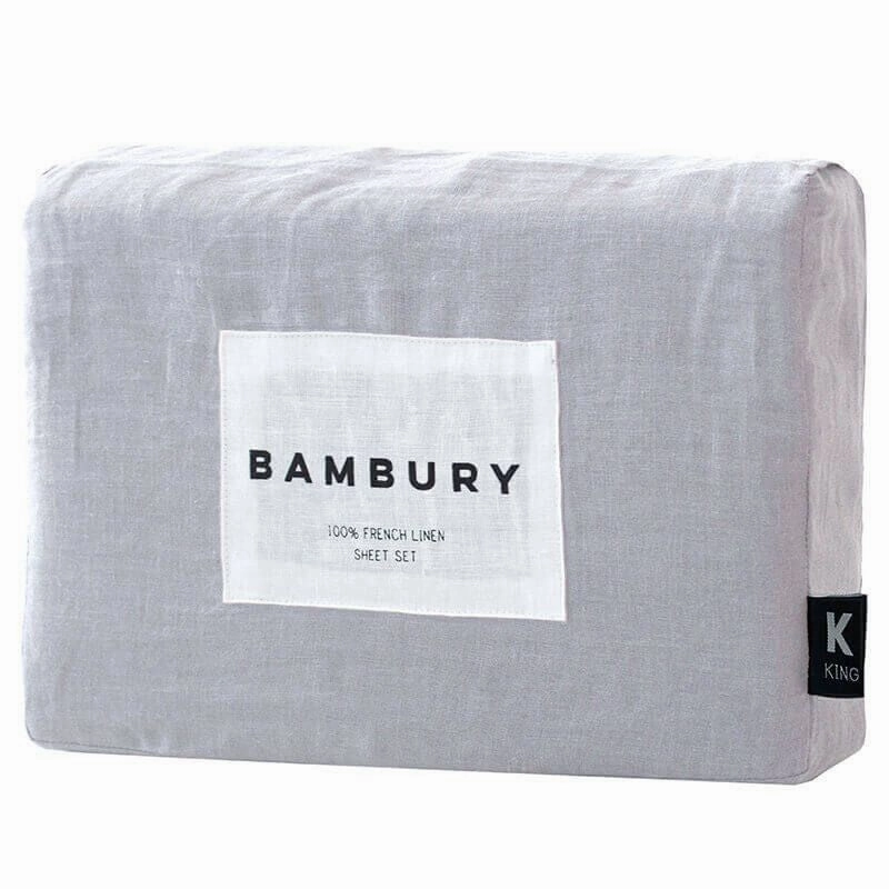 French Linen Sheet Set by Bambury - Silver