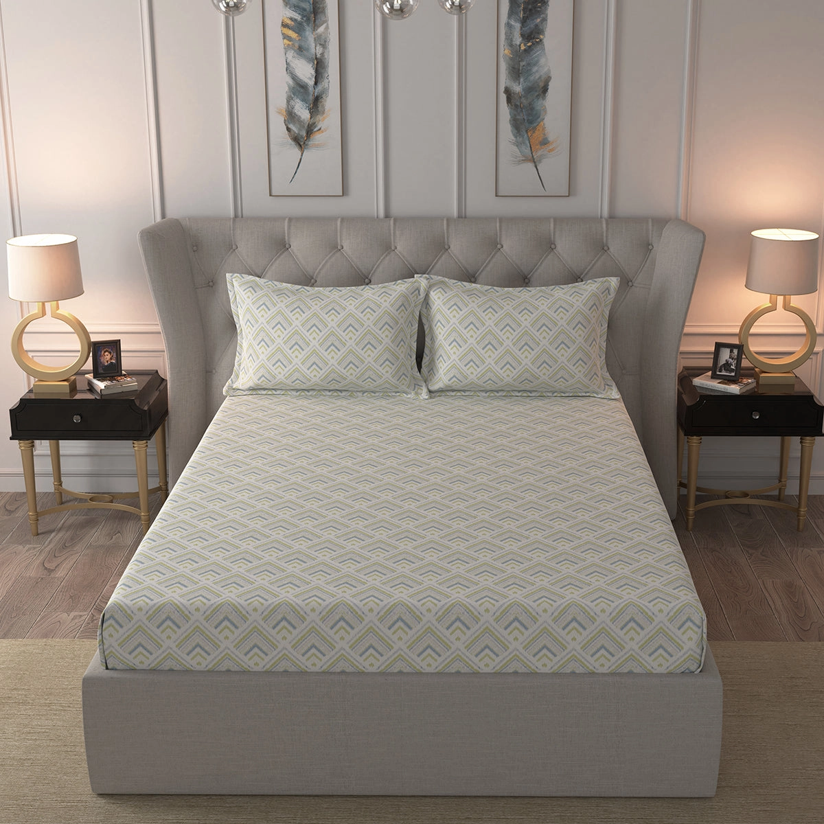 Glam Addison Printed 200 TC 100% Cotton Multi Bright Bed Sheet