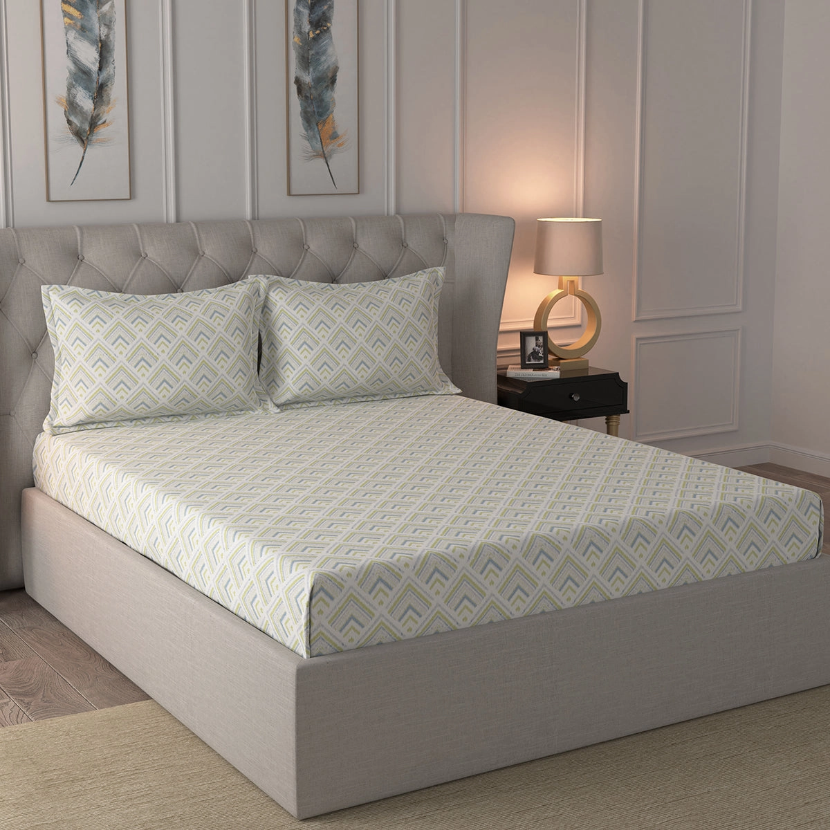 Glam Addison Printed 200 TC 100% Cotton Multi Bright Bed Sheet