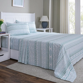 Hermosa Sensory Bloom Allegra 100% Cotton Printed Bed Sheet with Pillow Case Teal