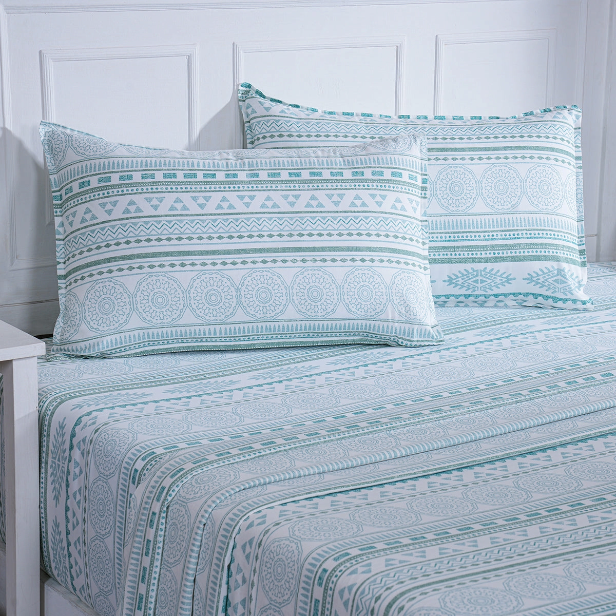 Hermosa Sensory Bloom Allegra 100% Cotton Printed Bed Sheet with Pillow Case Teal