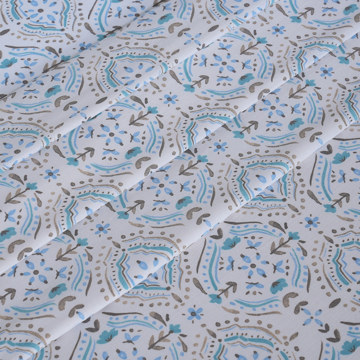 Hermosa Sensory Bloom Avery 100% Cotton Printed Bed Sheet with Pillow Case Blue