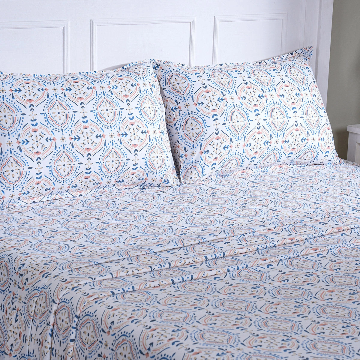 Hermosa Sensory Bloom Avery 100% Cotton Printed Bed Sheet with Pillow Case Rust