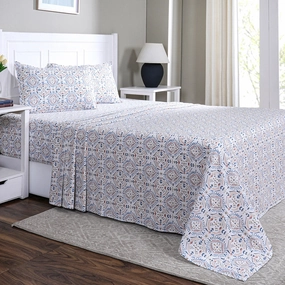Hermosa Sensory Bloom Avery 100% Cotton Printed Bed Sheet with Pillow Case Rust