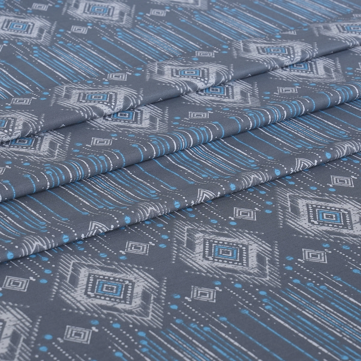 Hermosa Sensory Bloom Gareth 100% Cotton Printed Bed Sheet with Pillow Case Blue
