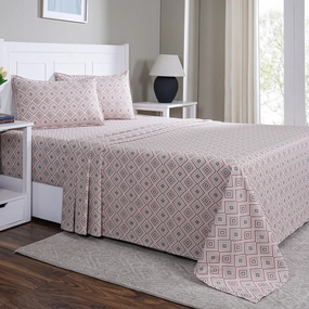 Hermosa Sensory Bloom Jude 100% Cotton Printed Bed Sheet with Pillow Case Peach