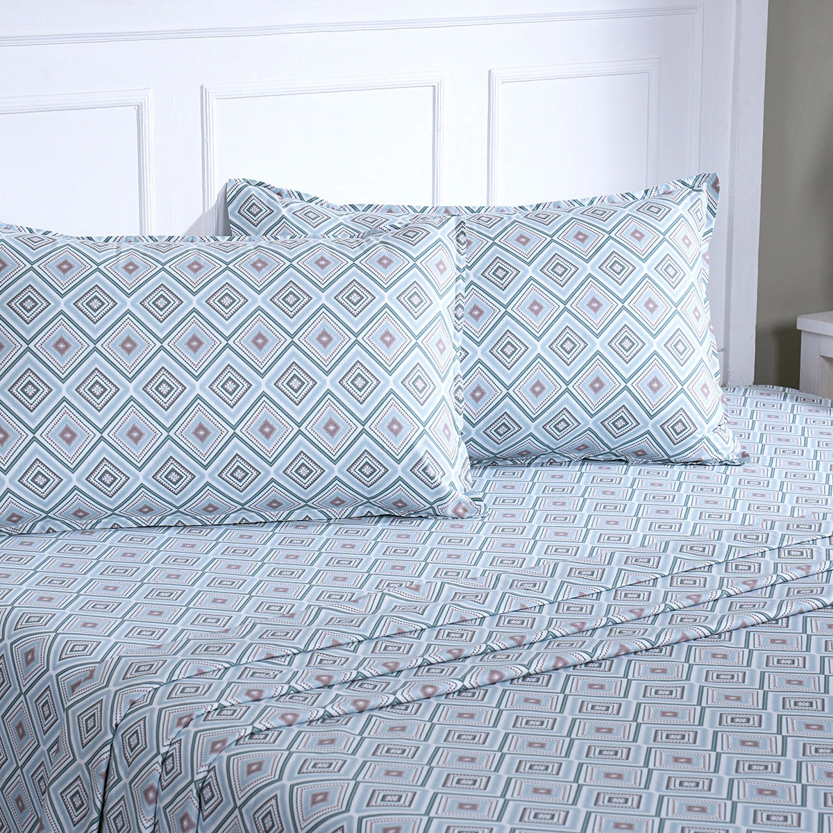 Hermosa Sensory Bloom Jude 100% Cotton Printed Bed Sheet with Pillow Case Teal