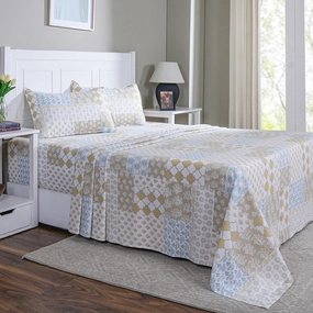Hermosa Sensory Bloom Lennon 100% Cotton Printed Bed Sheet with Pillow Case Mustard