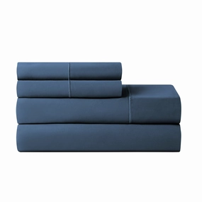Hotel Style HS5401325722-28 4-Piece 600 Thread Count Navy Egyptian Cotton Bed Sheet Set King Deep Pocket Navy