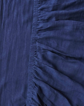 Indigo Linen Fitted Sheet (US)