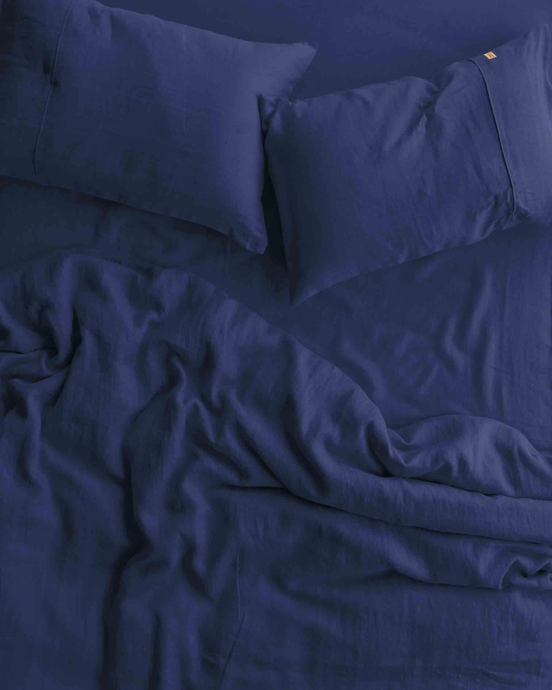 Indigo Linen Fitted Sheet (US)