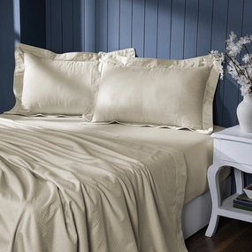 Isadora Self Jacquard Beige Bed Sheet with Pillow Case